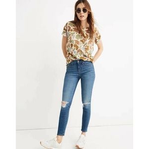 Madewell 9" High Rise Skinny Crop Denim Distressed Jeans
